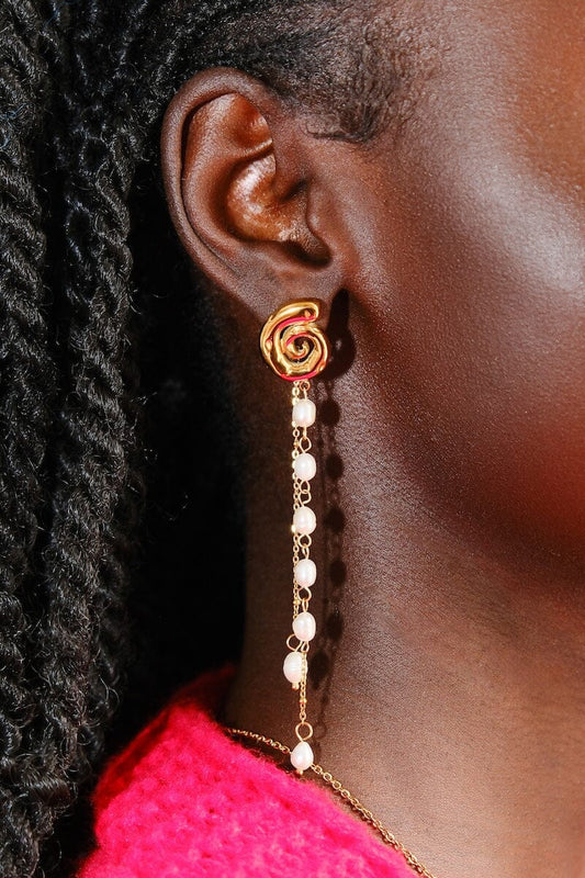 Aurora Pearl Chain Statement Earrings Earrings mure + grand 