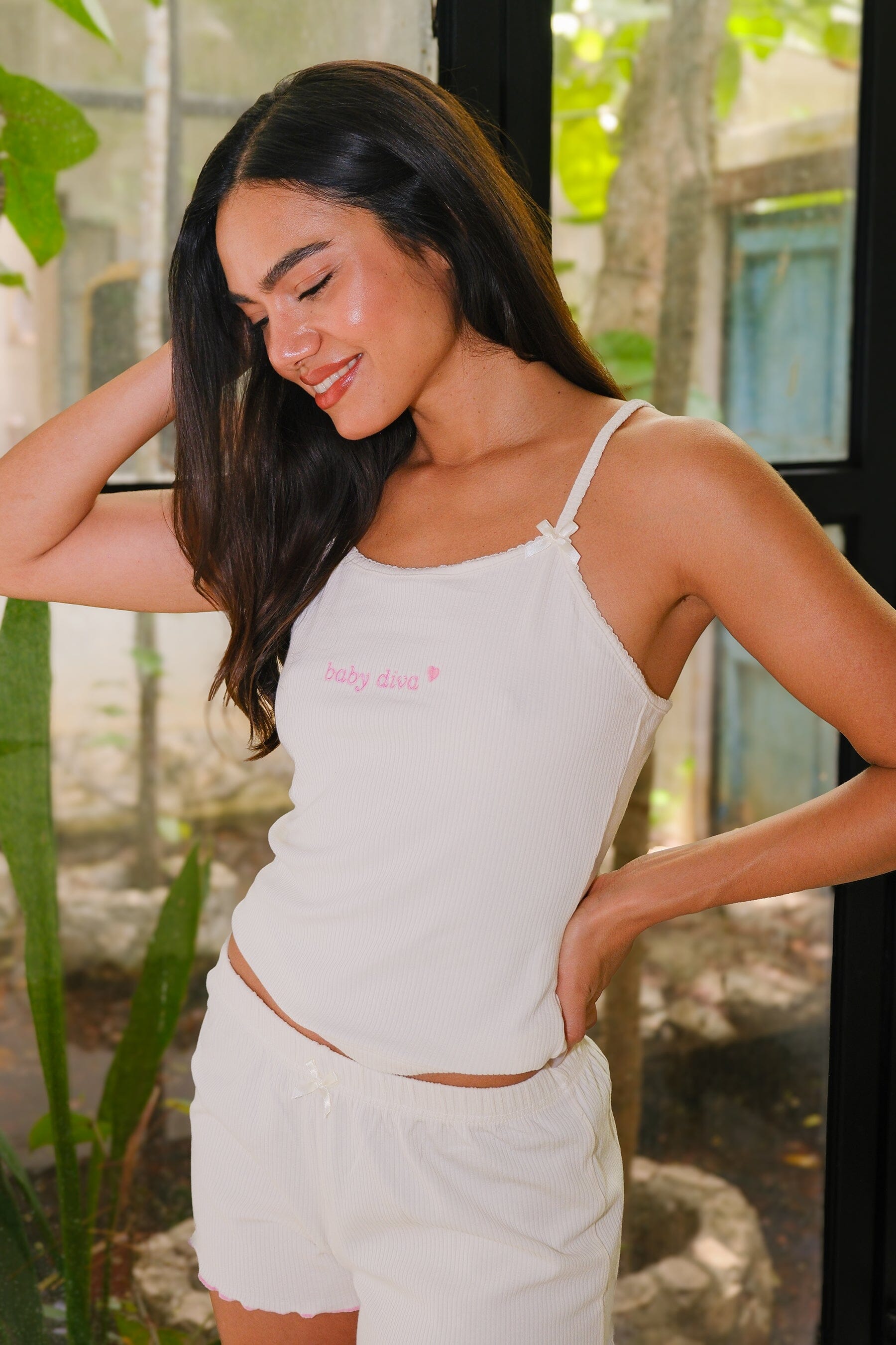 Baby Diva Embroidery Pointelle Tank Top and Short Set Clothing mure + grand 
