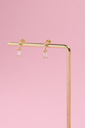 Baguette Cut Sterling Silver Nap Earrings