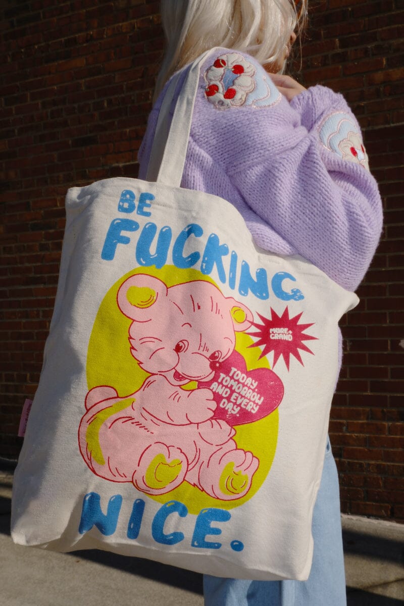 Be F*ing Nice Canvas Tote Bag Canvas Tote Bag mure + grand 