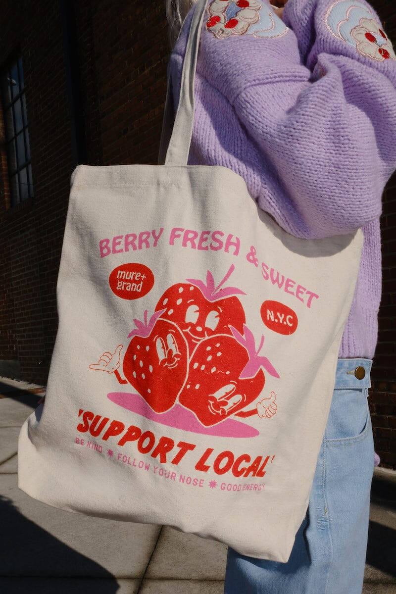 Berry Fresh + Sweet Canvas Tote Bag Canvas Tote Bag mure + grand 