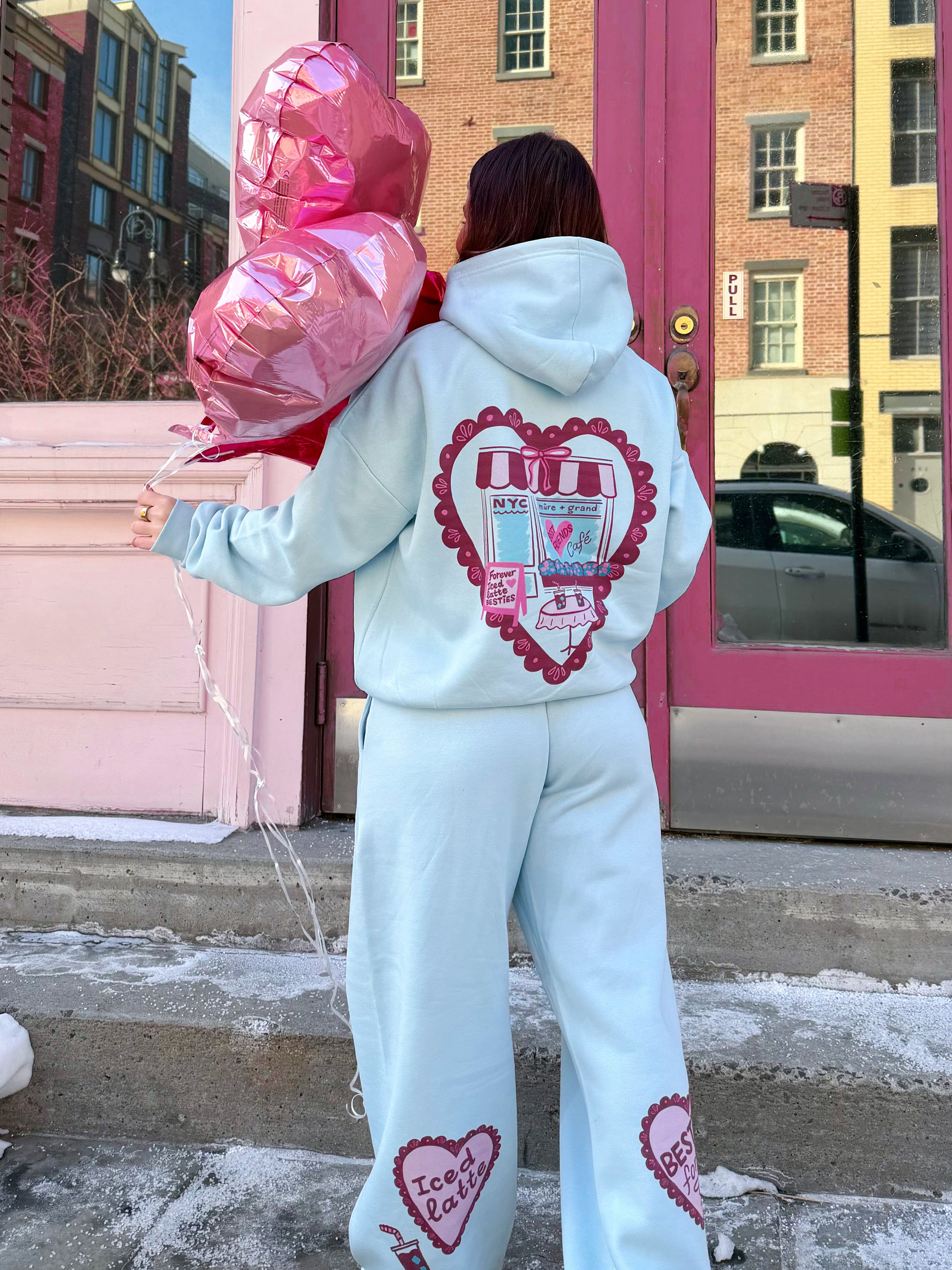 Best Friends Cafe Crop Graphic Hoodie