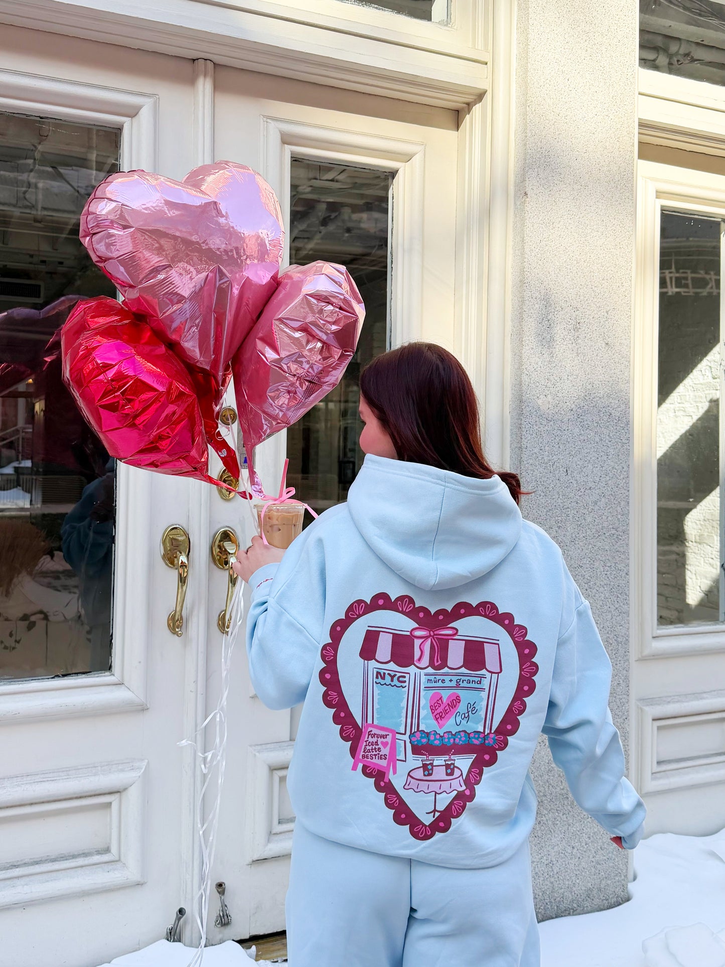 Best Friends Cafe Crop Graphic Hoodie Hoodie mure + grand 