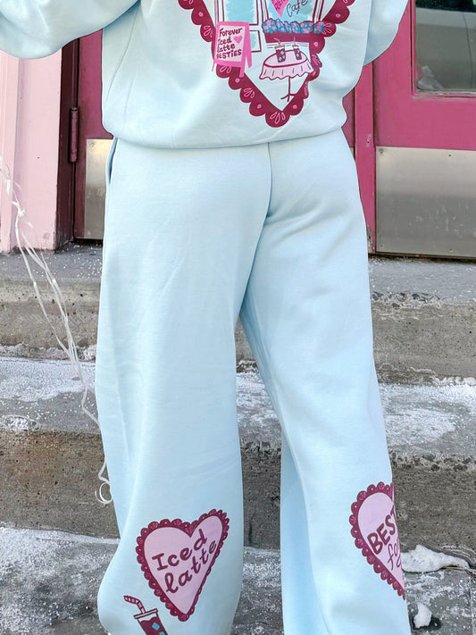 Best Friends Cafe Wide Leg Sweatpants Clothing mure + grand M+G Blue XS 