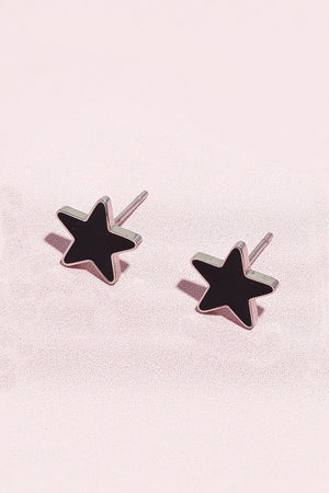 Black Star Enamel Charm Stud Earrings