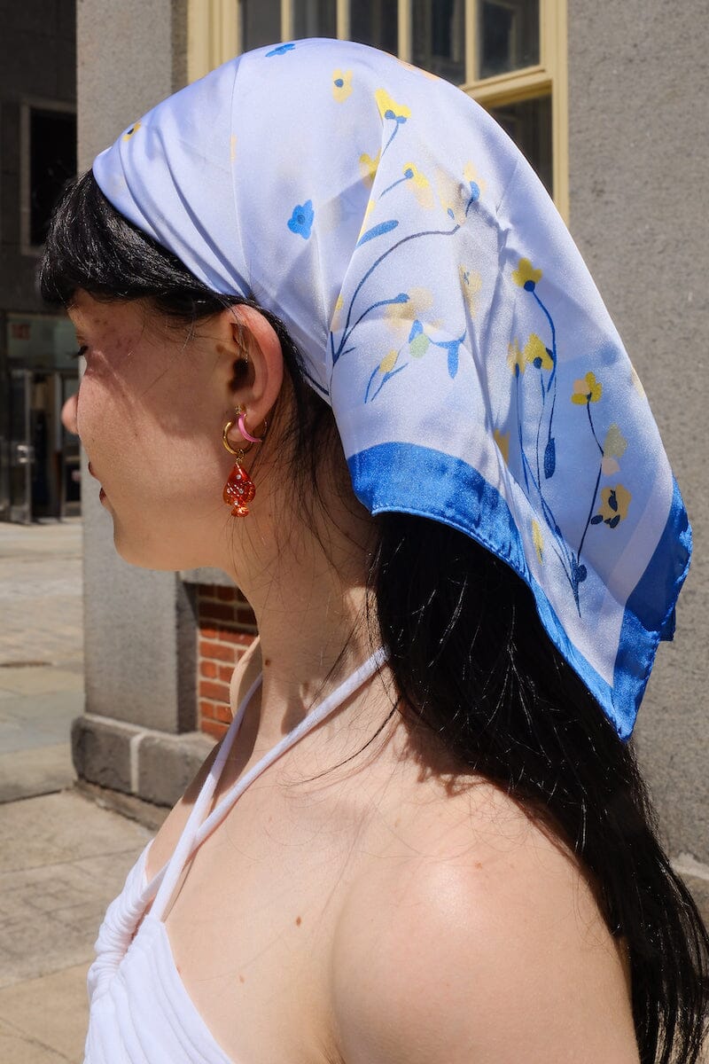 Blue Garden Satin Scarf scarf Mure + Grand 