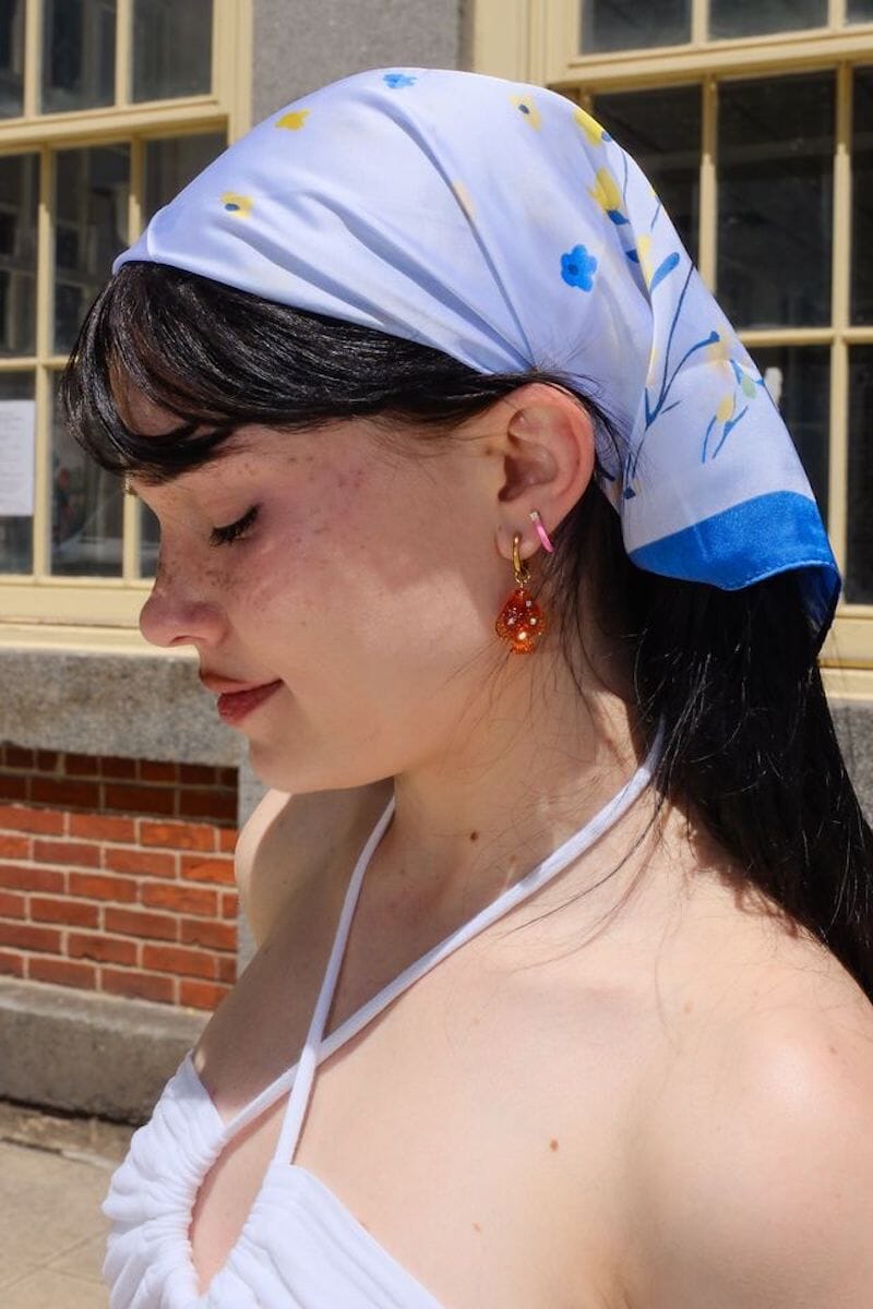 Blue Garden Satin Scarf scarf Mure + Grand 