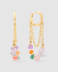Boho Gem Charm Dangle Earrings Earrings mure + grand 