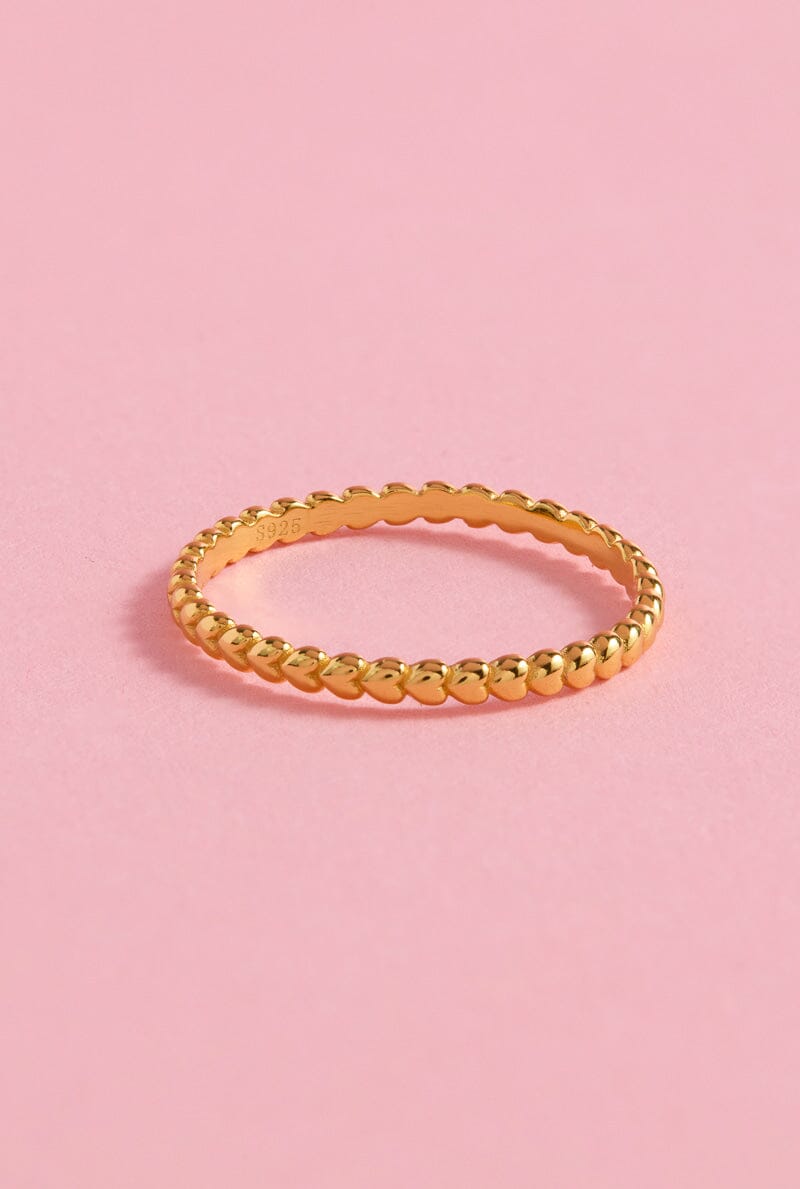 Bond with Heart Sterling Silver Ring Ring mure + grand Gold 6 