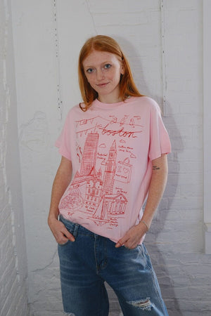 Boston Illustration Graphic T-Shirt (Pink)