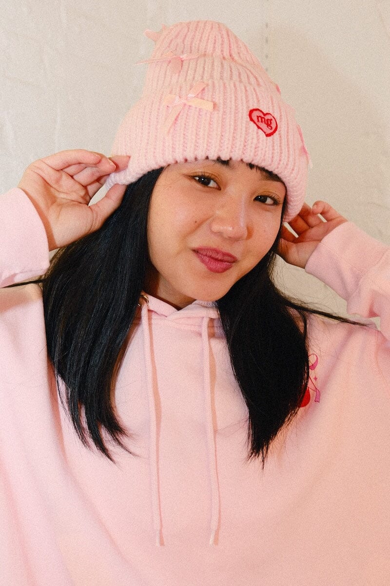 Bow Chunky Knit Beanie Hats mure + grand 