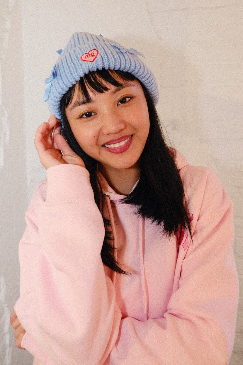 Bow Chunky Knit Beanie Hats mure + grand 