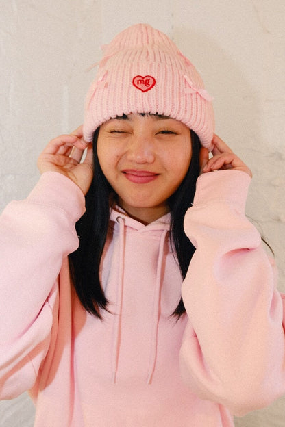 Bow Chunky Knit Beanie Hats mure + grand 