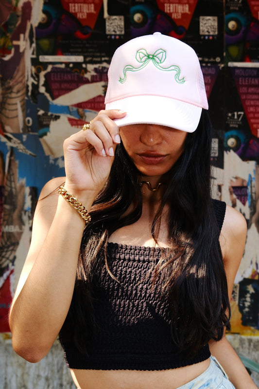 Bow Embroidered Trucker Hat Hats mure + grand 