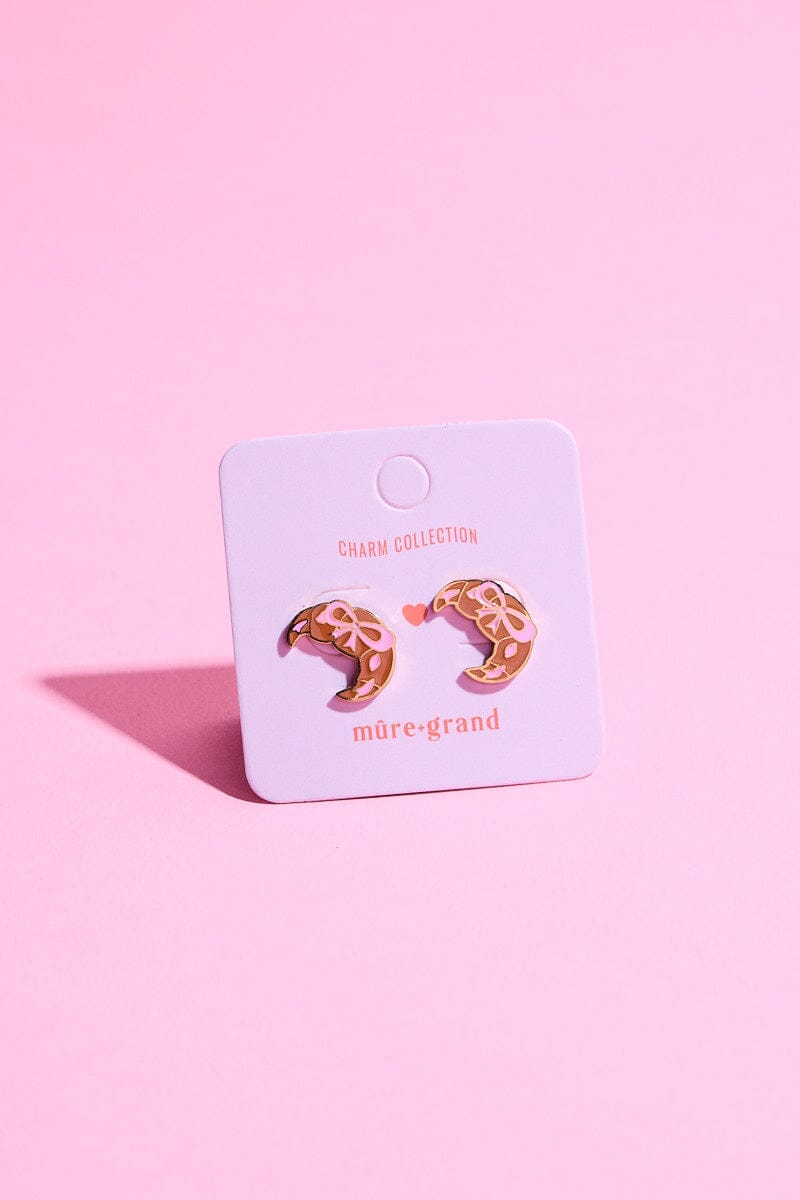 Bowy Croissant Enamel Charm Stud Earrings Earrings Mure + Grand 