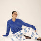 Bridget Vintage Style Collared Stripe Sweatshirt Clothing Bailey Rose 