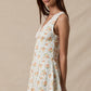Canne Floral V-Neck Scallop Lace Mini Dress Clothing Sky to Moon 