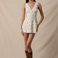 Canne Floral V-Neck Scallop Lace Mini Dress Clothing Sky to Moon 