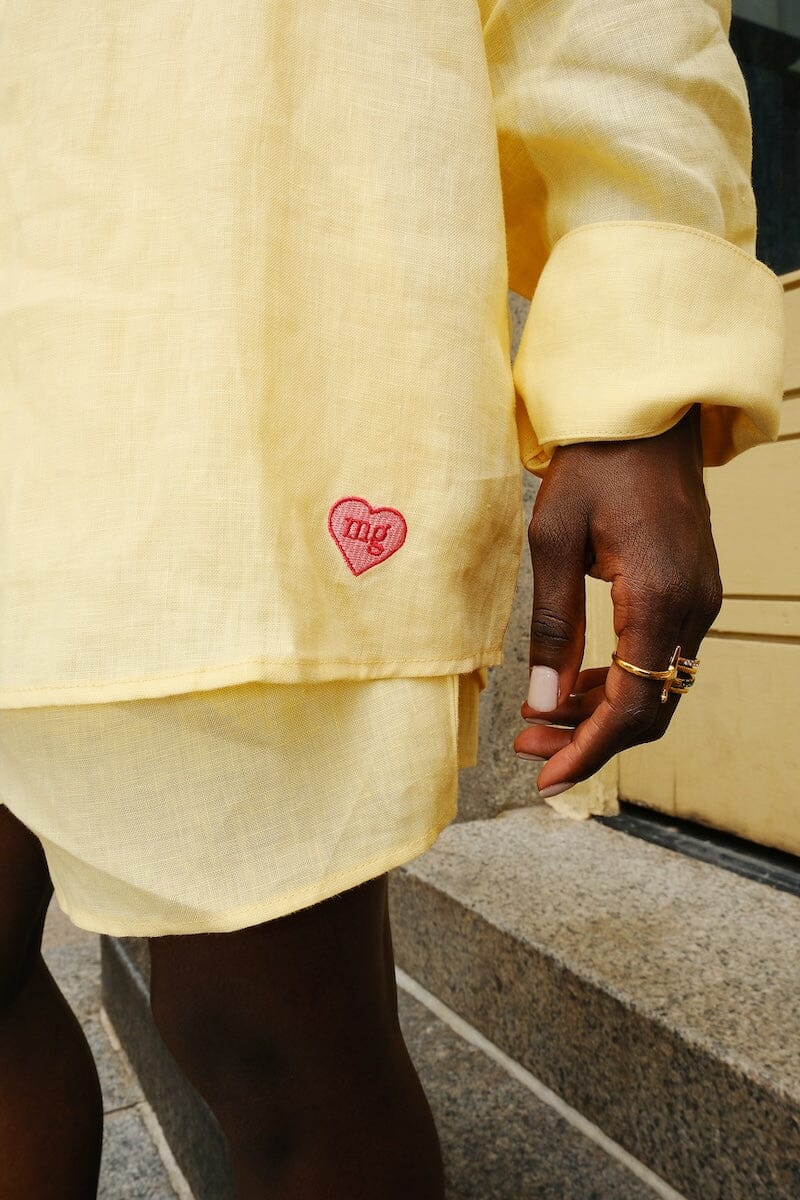 Capri Butter Yellow Linen Button Down and Short Set Clothing mure + grand 