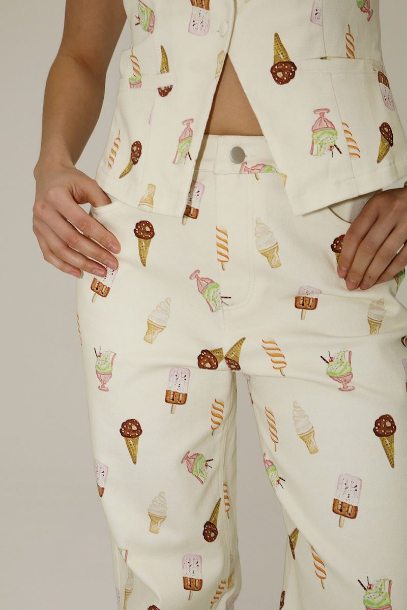 Carmella Ice Cream Print Wide-Leg Pants Clothing Bailey Rose 