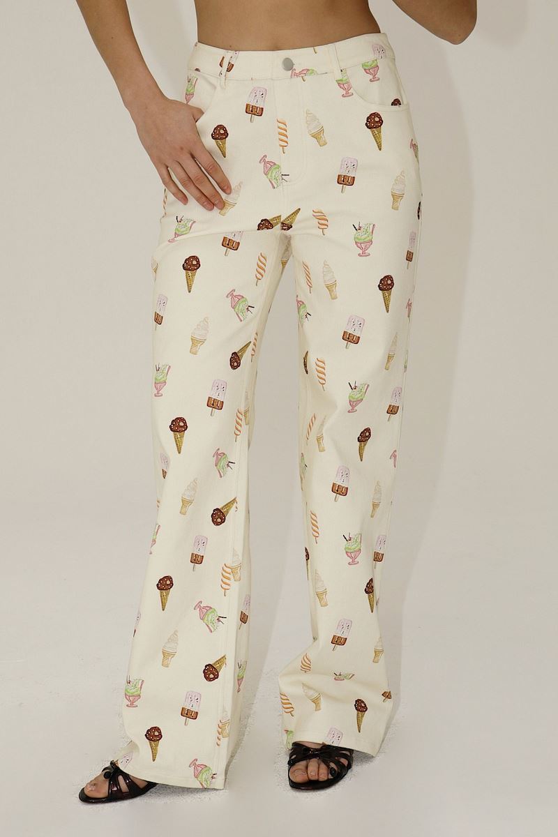 Carmella Ice Cream Print Wide-Leg Pants Clothing Bailey Rose 