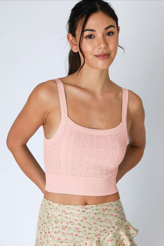 Cassia Floral Lace Ribbed Crop Top Top NIKIBIKI 