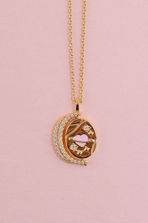Celestial Heart Spinning Pendant Sterling Silver Necklace