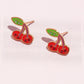 Cherry Enamel Charm Stud Earrings Earrings Mure + Grand 