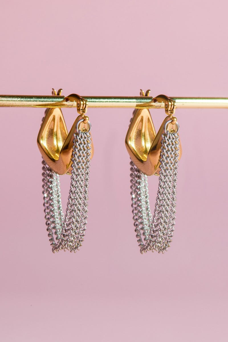 Chic Chain Tassel Hoop Earring Earrings mure + grand 