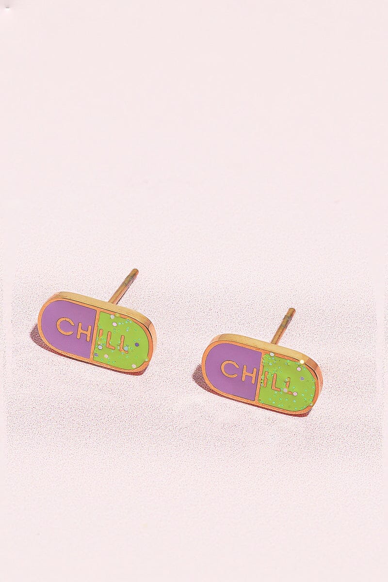 Chill Pill Enamel Charm Stud Earrings Earrings mure + grand 