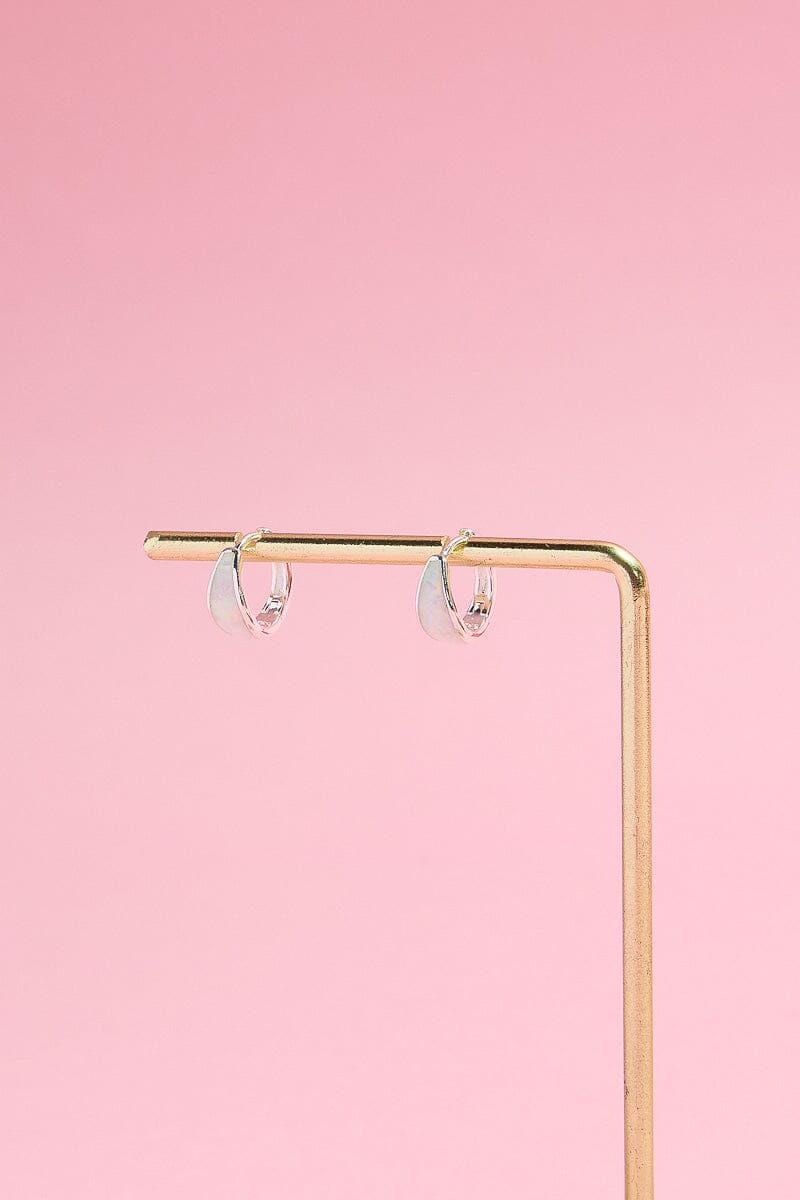 Chunky Opal Sterling Silver Huggie EarringMure + Grand