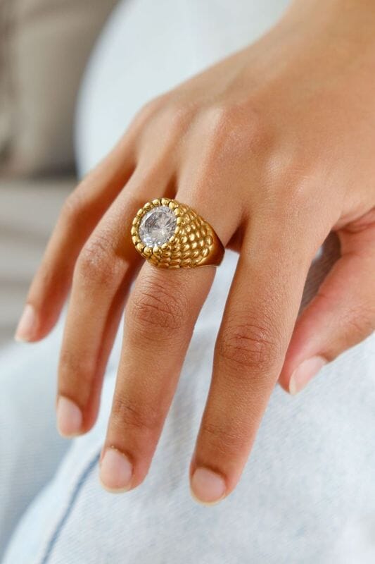 Chunky Zircon Signet Stacking Ring Ring mure + grand 