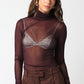 Cindy Mesh Turtleneck Top Clothing Pretty Garbage Mauve Wine S 