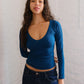 Clara V Neck Long Sleeve Top Top mure + grand Blue Opal 