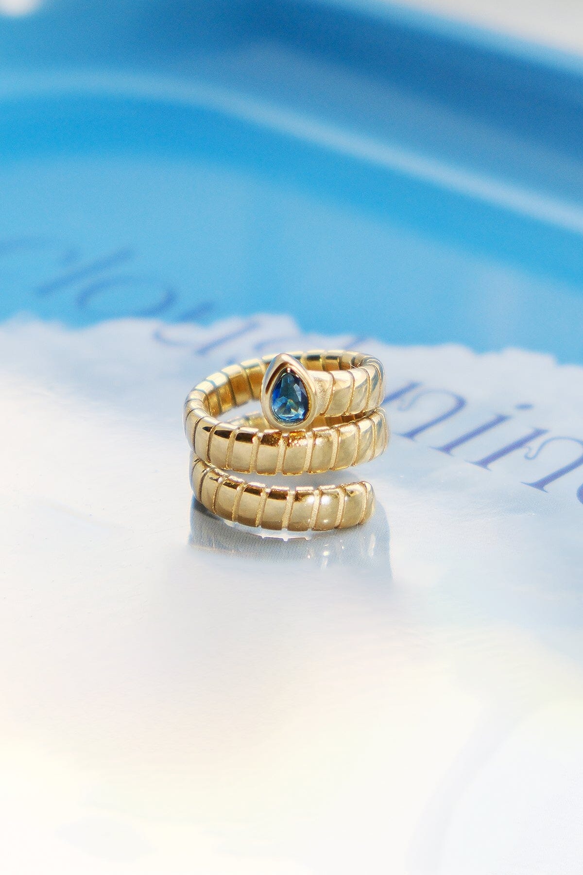 Coiled Snake Stacking Ring Rings mure + grand Blue 6 Gold