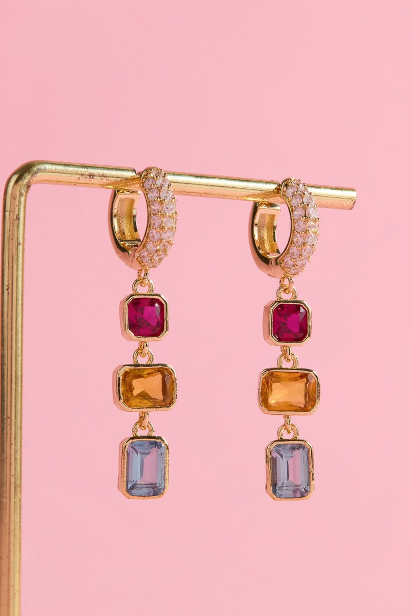Colorful Crystal Charm Dangle Earrings Earrings mure + grand 