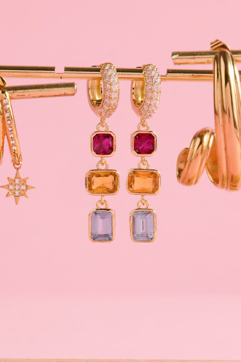 Colorful Crystal Charm Dangle Earrings Earrings mure + grand 