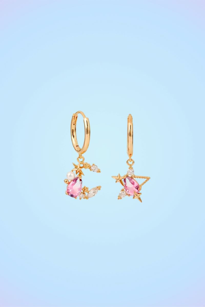 Crystal Coral Celestial Charm Dangle Earrings Earrings mure + grand 