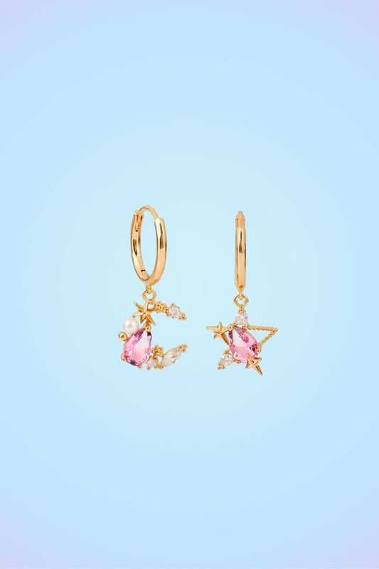 Crystal Coral Celestial Charm Dangle Earrings Earrings mure + grand 