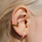 Crystal Enamel Sterling Silver Hoop Huggie Earrings mure + grand Peach 