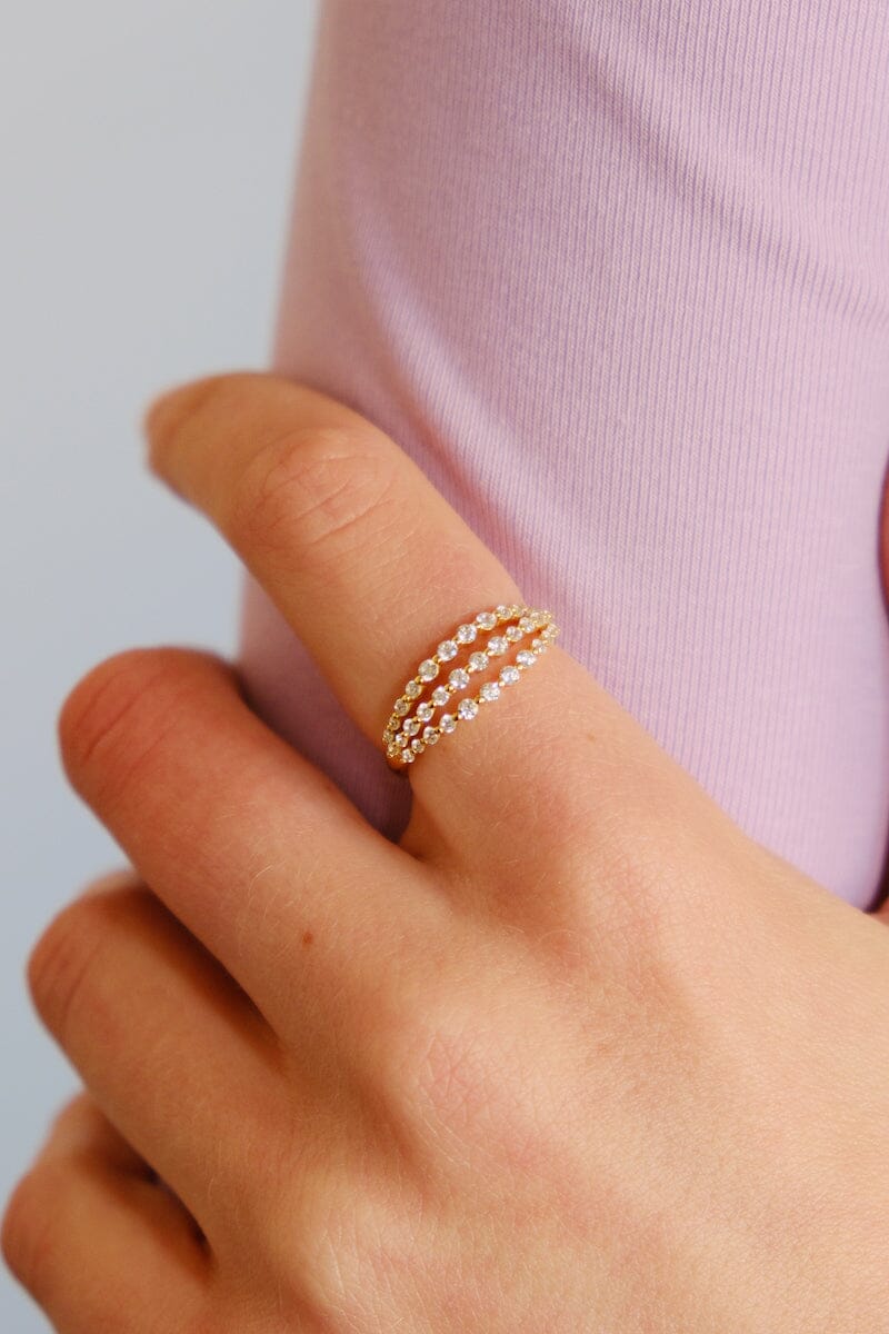 Crystal Stacked Sterling Silver RingMure + Grand