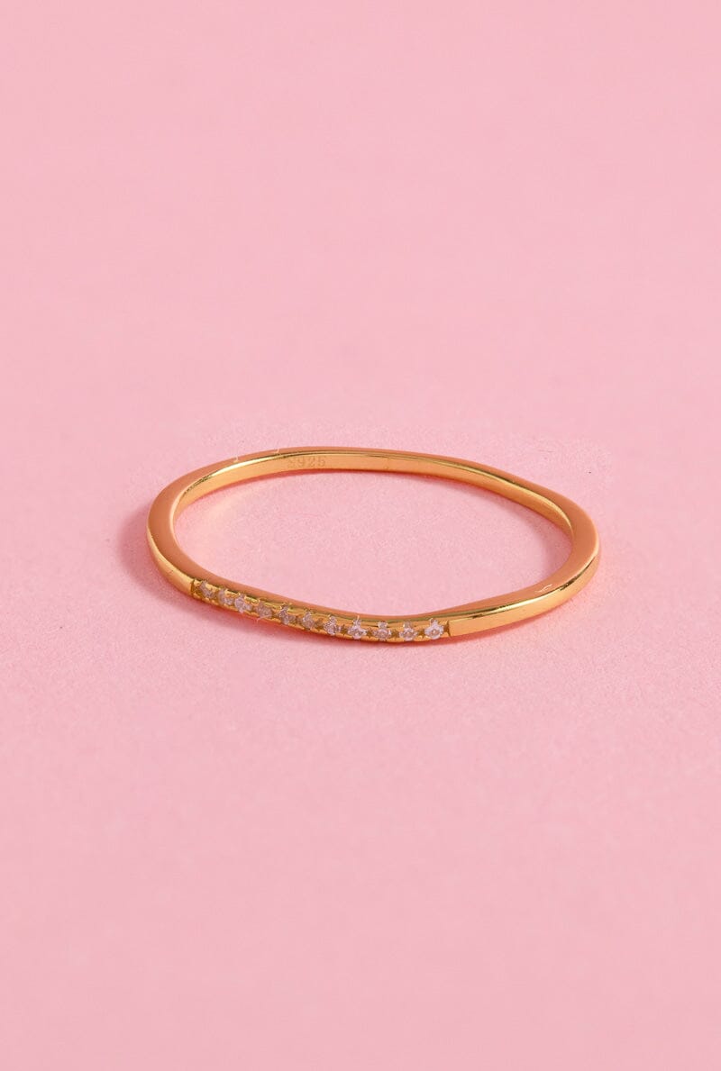 Dainty Wave Gold Sterling Silver Ring Ring mure + grand Gold 6 