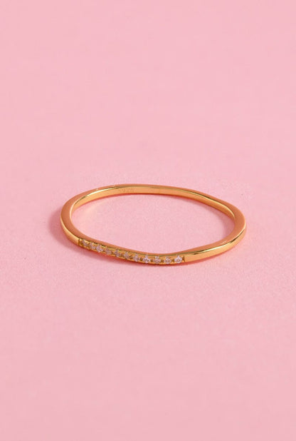 Dainty Wave Gold Sterling Silver Ring Ring mure + grand Gold 6 