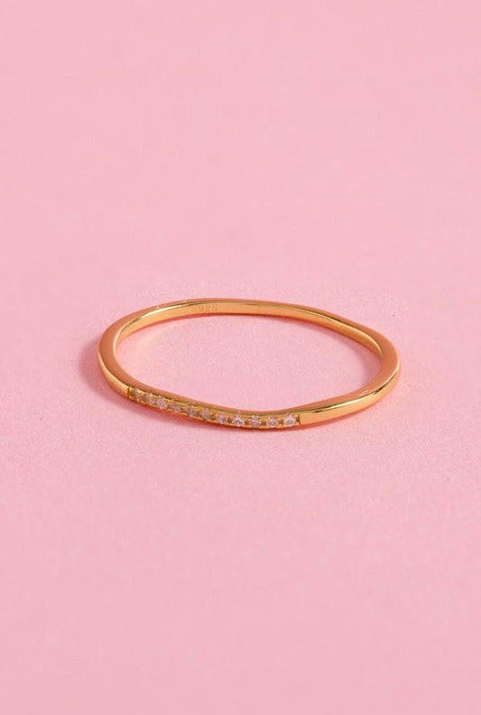 Dainty Wave Gold Sterling Silver Ring Ring mure + grand Gold 6 