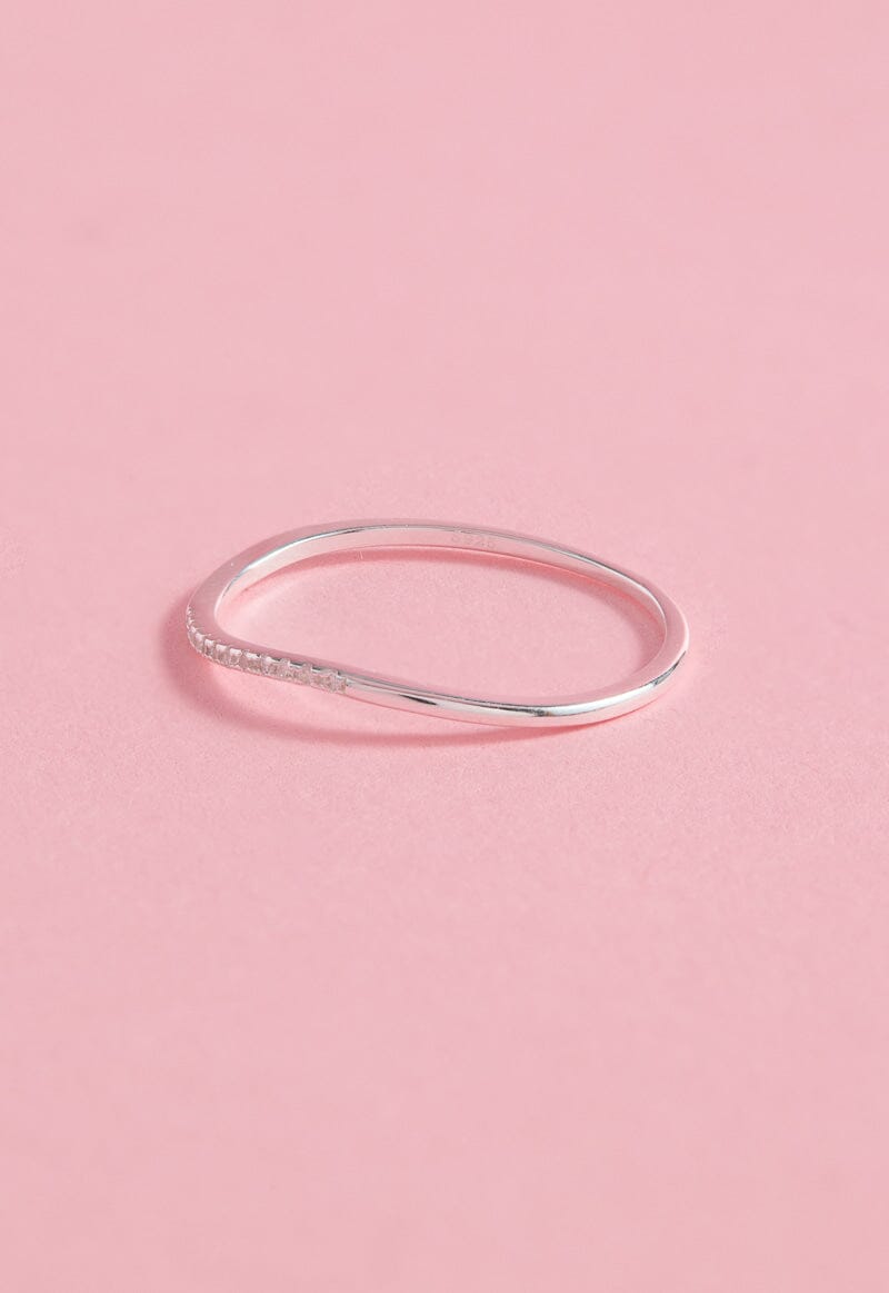 Dainty Wave Gold Sterling Silver Ring Ring mure + grand Silver 6 