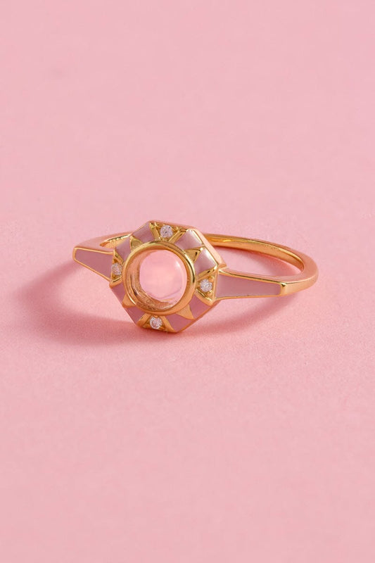 Deco Moonstone Sterling Silver Ring Rings mure + grand Pink 6 