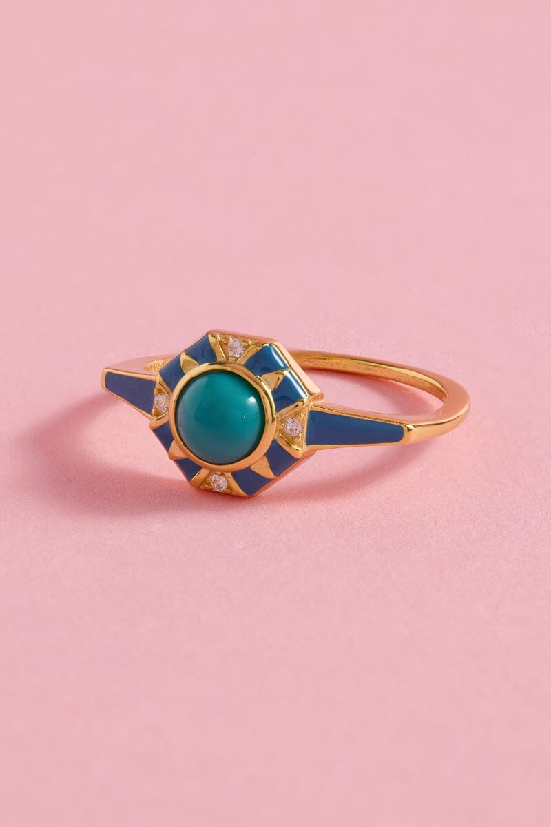 Deco Moonstone Sterling Silver Ring Rings mure + grand Turquoise 6 