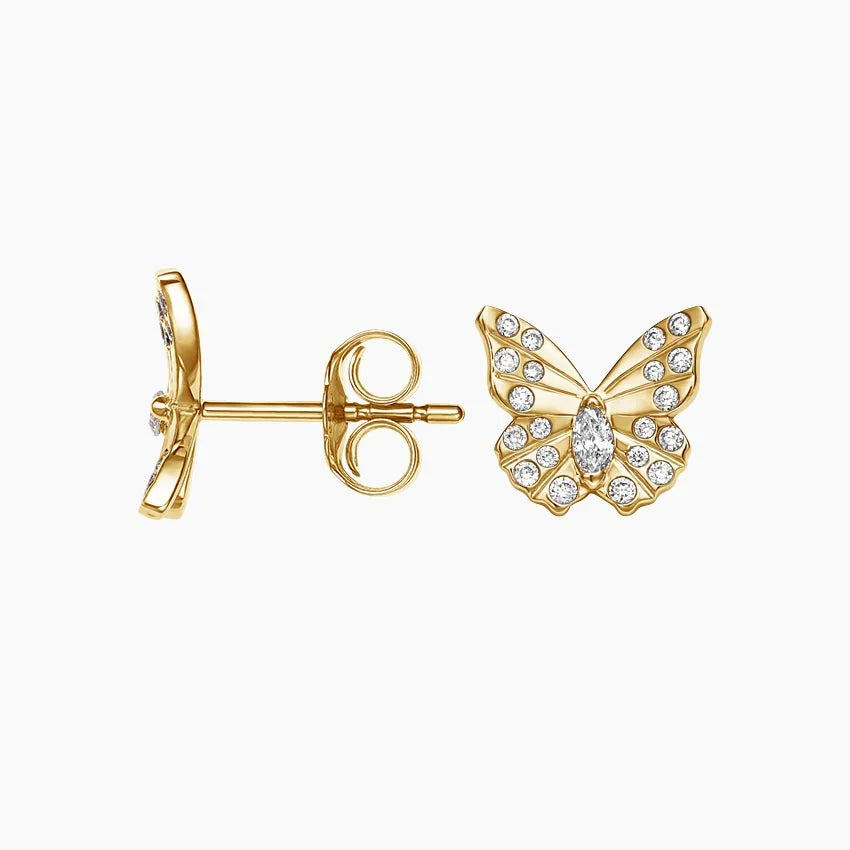 Diamond Pavé Butterfly Sterling Silver Stud Earrings Earrings mure + grand 