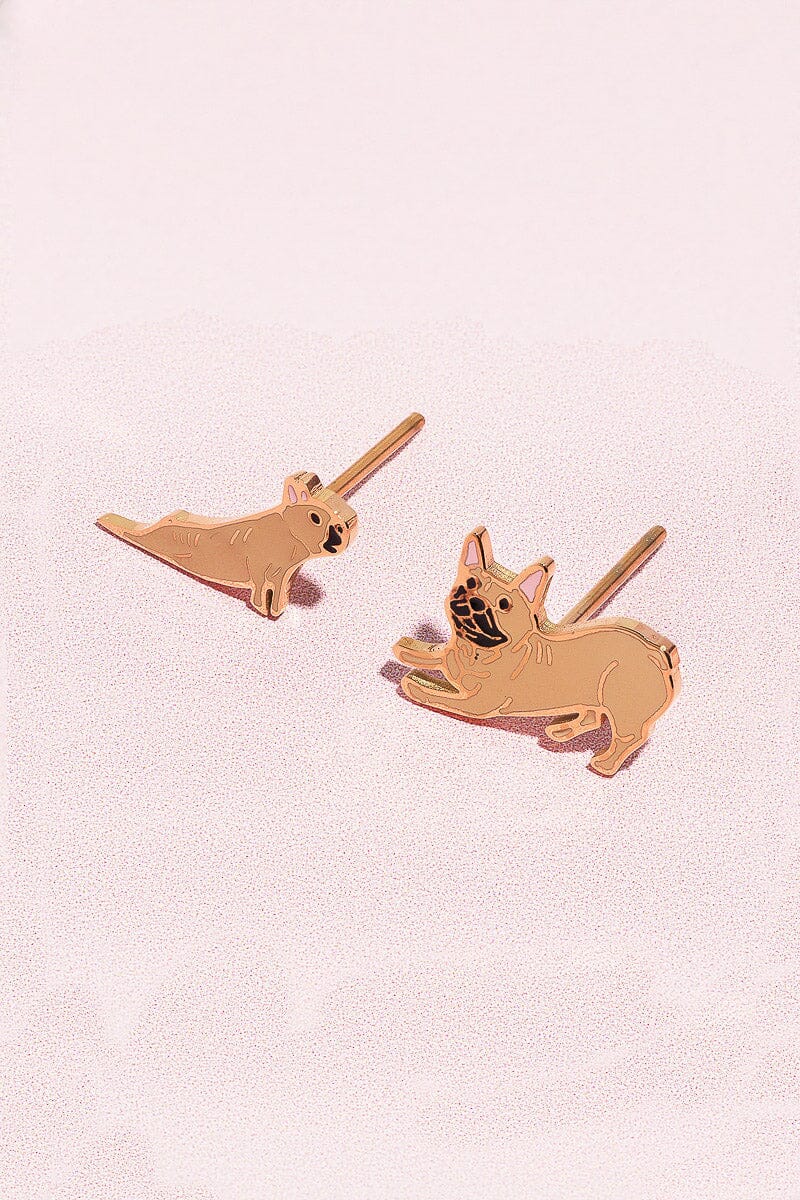 Doggie Yoga Enamel Charm Stud Earrings Earrings Mure + Grand 