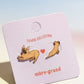 Doggie Yoga Enamel Charm Stud Earrings Earrings Mure + Grand 